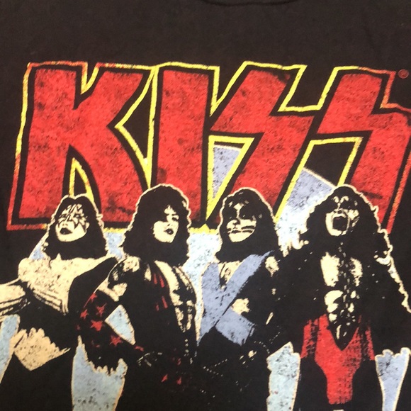 Kiss Band Graphic Music World Tour 77 Black Tee Shirt Medium - Picture 2 of 8